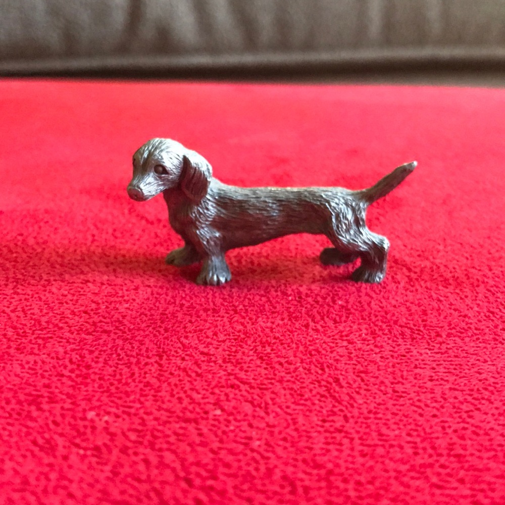 Vintage Pewter Dachshund Mini Figurine!